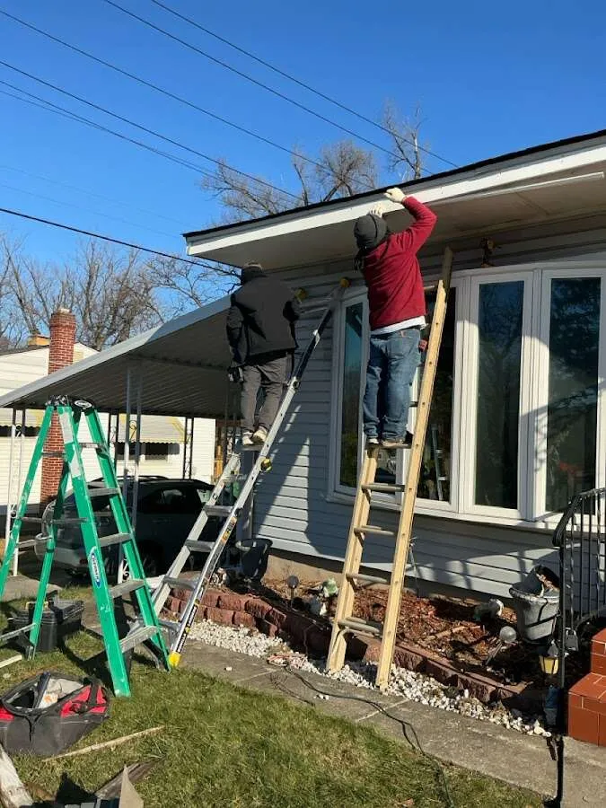 Restoration crew performing exterior repair in Clarendon Hills